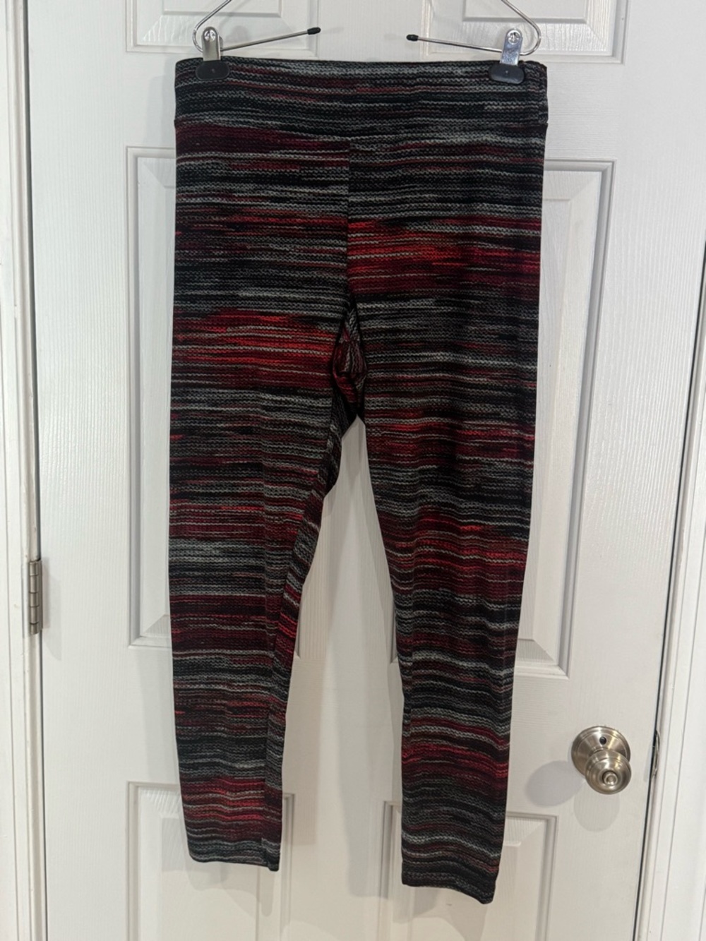 Faded Glory Striped Knit Leggings - Multicolor (Red, Black, Gray)
